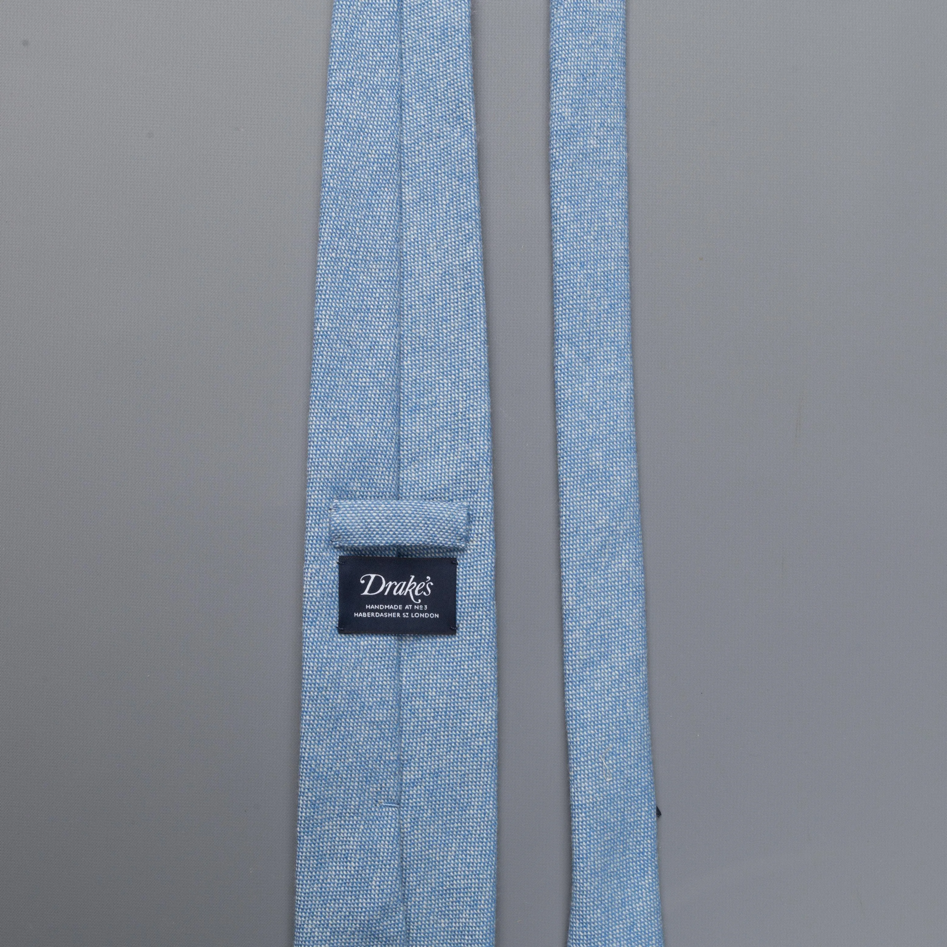Drakes Cashmere tie, untipped light blue melange sold by Frans Boone product image thumbnail 2