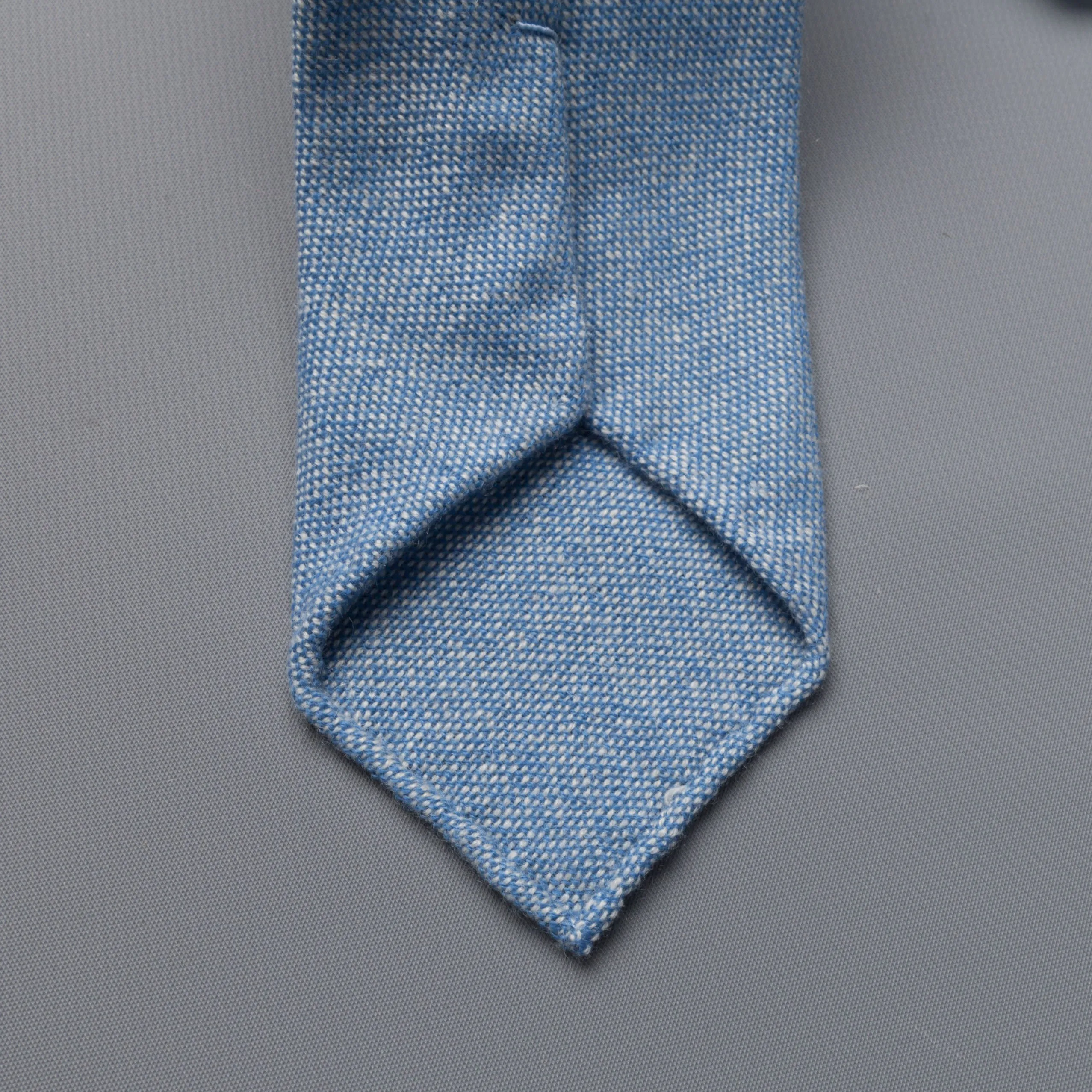 Drakes Cashmere tie, untipped light blue melange sold by Frans Boone product image thumbnail 3