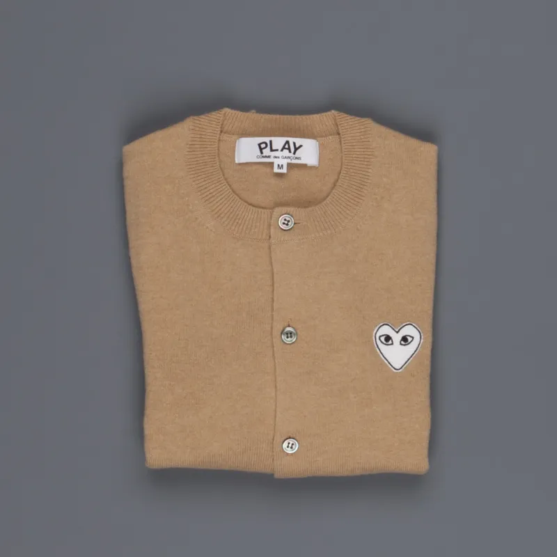 Comme des Garçons PLAY Woman cardigan beige white heart made by Comme des Garcons PLAY