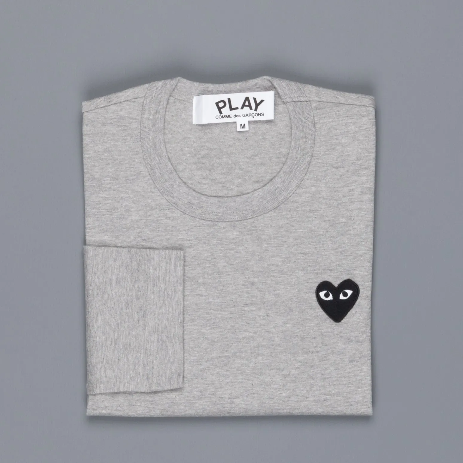 Comme des Garçons PLAY Longsleeve Tee Black Heart Grey melange sold by Frans Boone