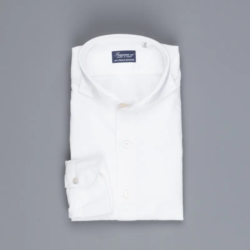 Finamore Gaeta shirt Sergio collar brushed oxford white made by Finamore