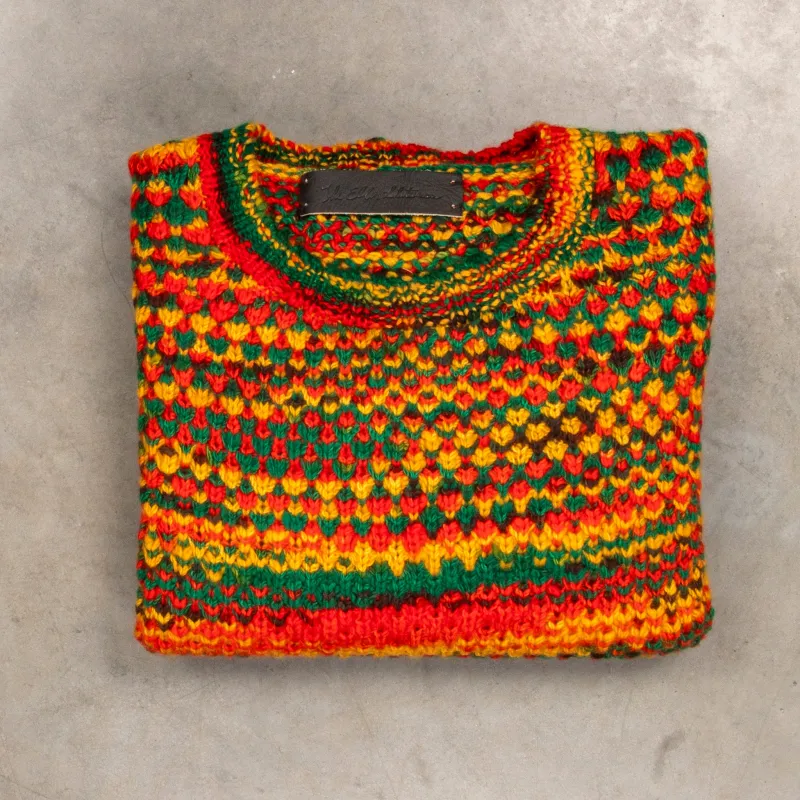 The Elder Statesman 100% cashmere tuck pop crew Rasta made by The Elder Statesman