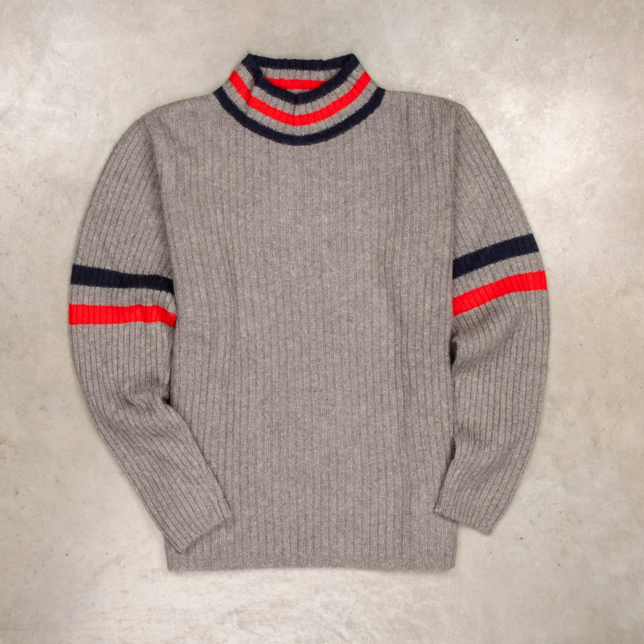The Elder Statesman for Frans Boone 100% cashmere Odyssey Ribbed Turtleneck Grey Red Navy sold by Frans Boone product image thumbnail 2