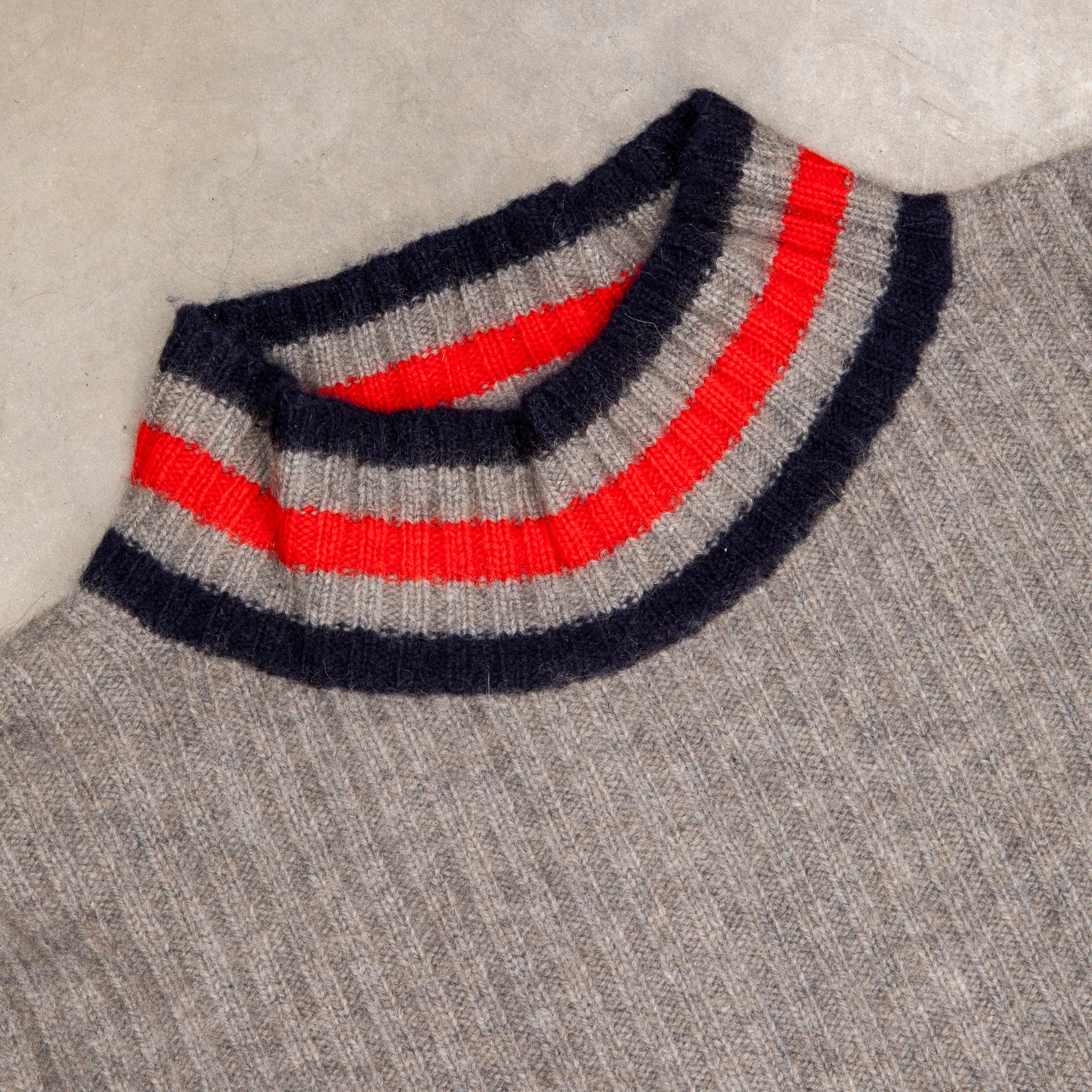 The Elder Statesman for Frans Boone 100% cashmere Odyssey Ribbed Turtleneck Grey Red Navy sold by Frans Boone product image thumbnail 3