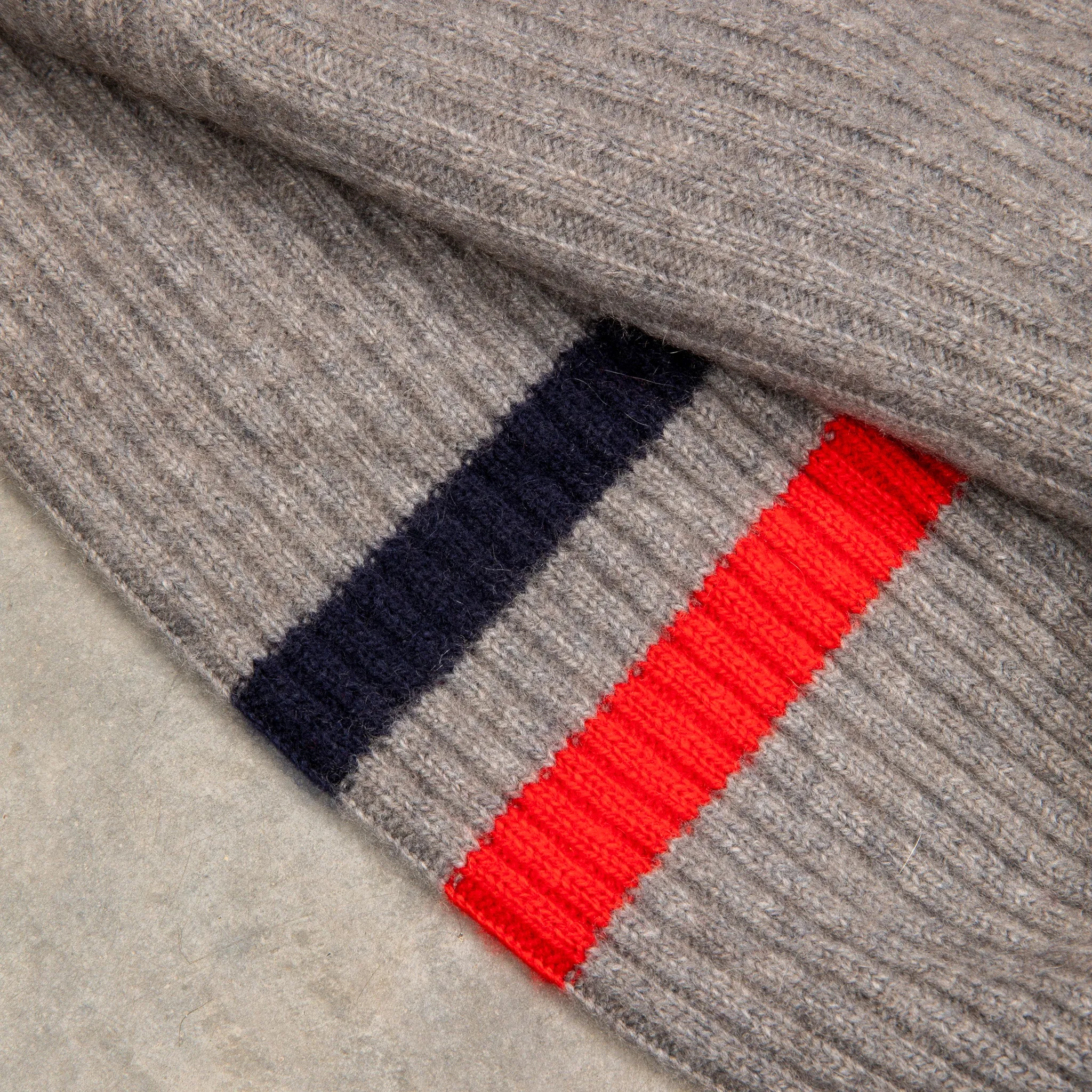 The Elder Statesman for Frans Boone 100% cashmere Odyssey Ribbed Turtleneck Grey Red Navy sold by Frans Boone product image thumbnail 4