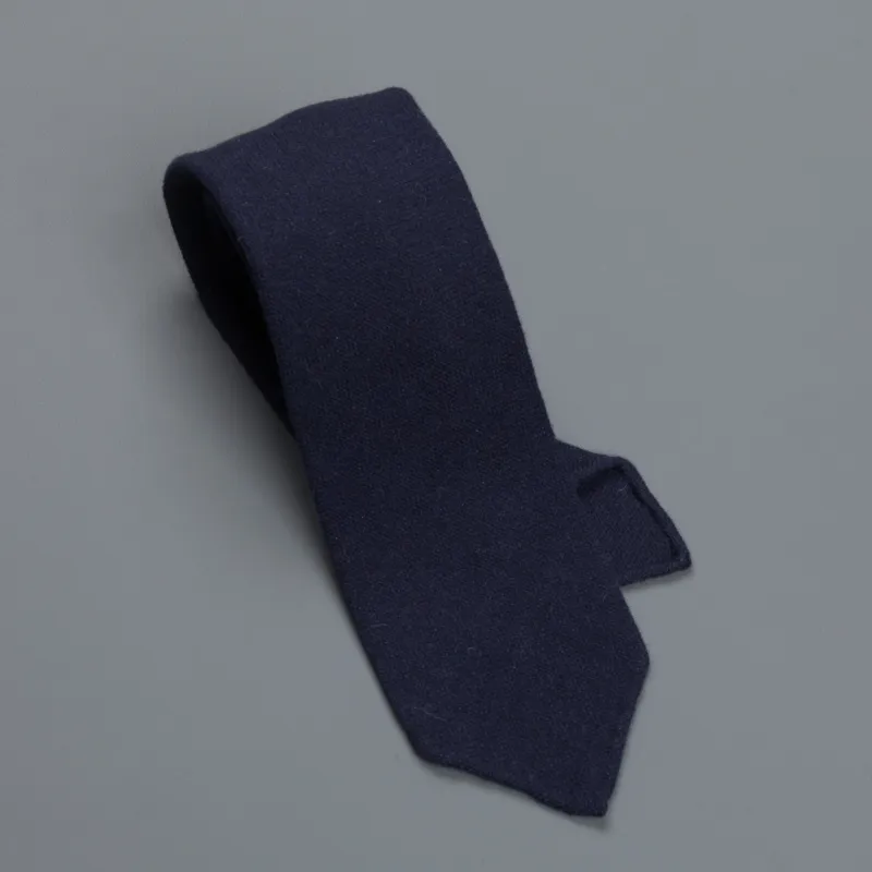 Drakes Cashmere tie untipped navy made by Drakes