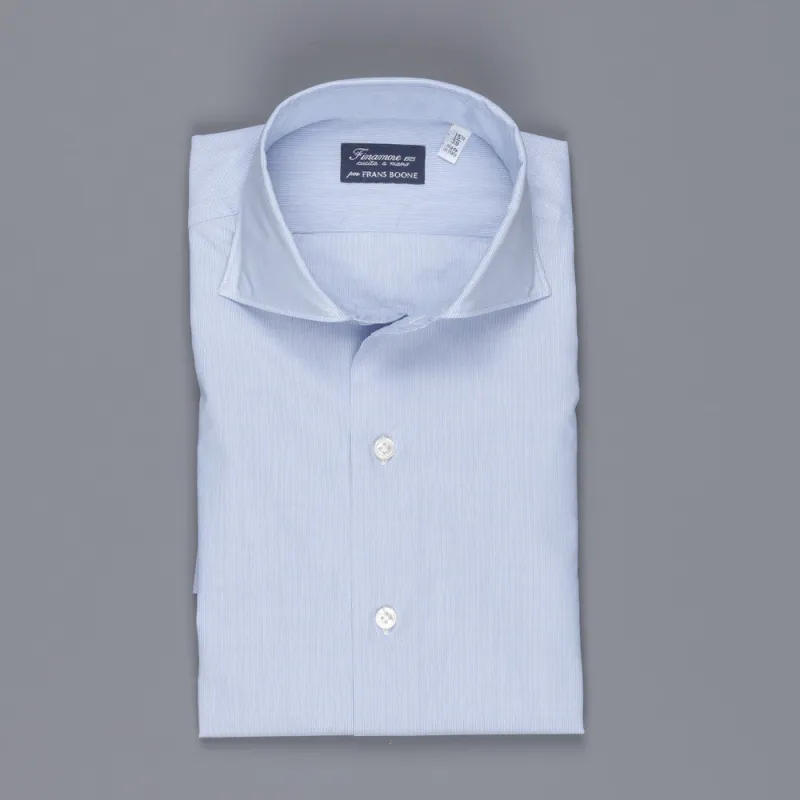 Finamore Milano shirt Eduardo collar navy blue hairline made by Finamore