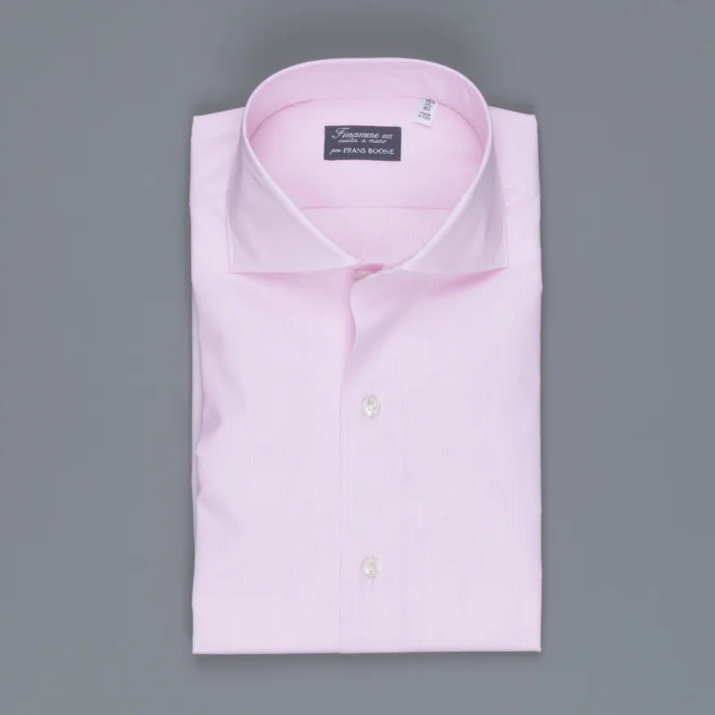 Finamore Milano shirt pink hairline Collo Eduardo made by Finamore
