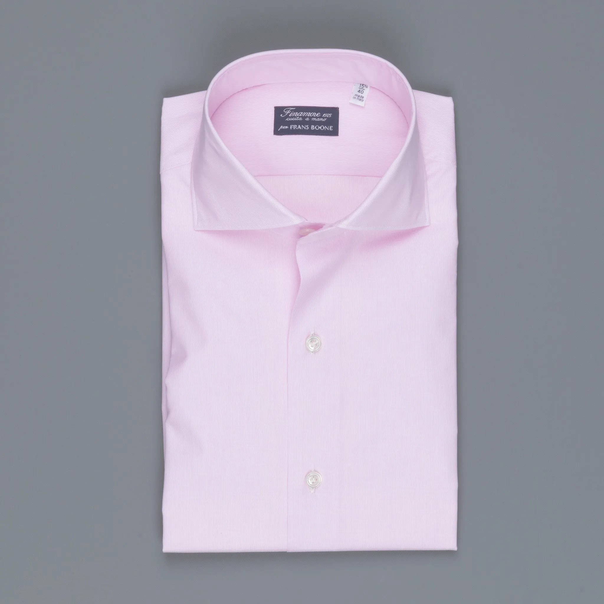 Finamore Milano shirt pink hairline Collo Eduardo sold by Frans Boone