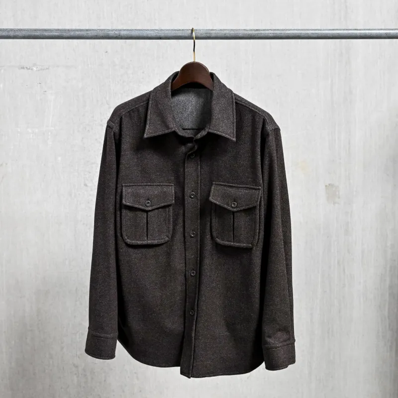 Caruso Overshirt Nuage 180's Wool Marrone made by Caruso