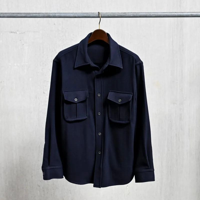 Caruso Overshirt Nuage 180's Wool Blu Notte made by Caruso