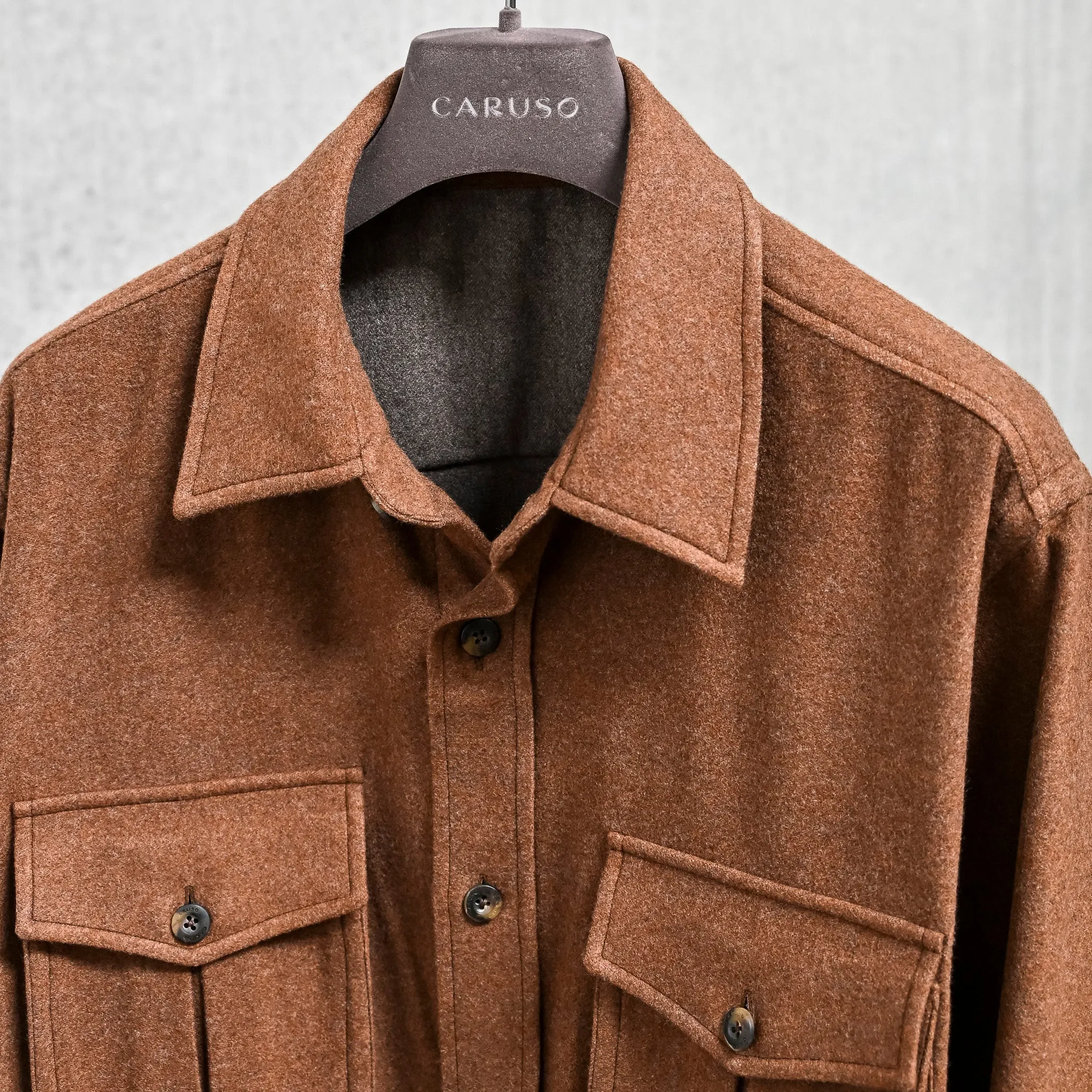 Caruso Overshirt Nuage 180's Wool Beige Scuro sold by Frans Boone product image thumbnail 2