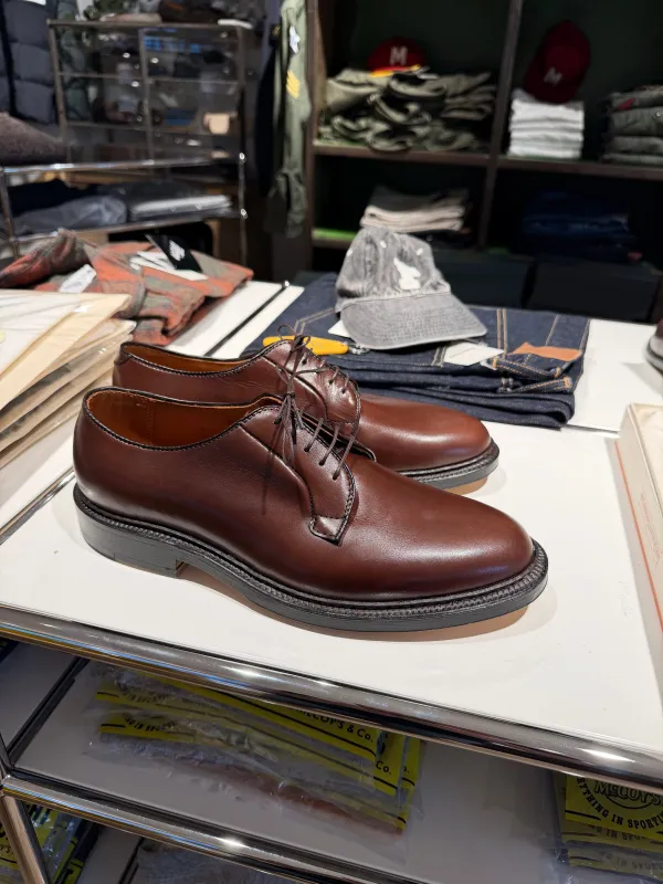 Alden X Frans Boone Plain Toe Blucher Dark Brown Calf Leather made by Alden