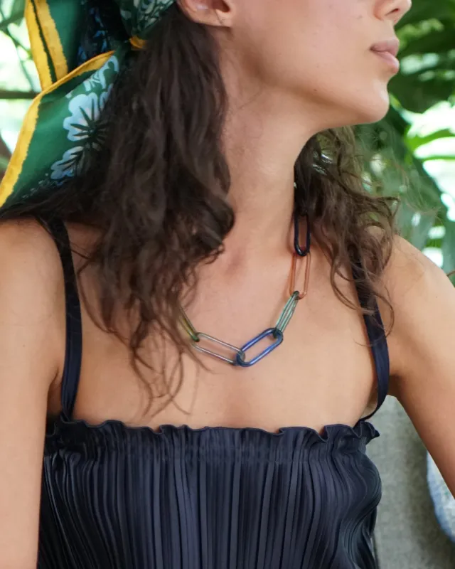 Multi Color Organic Glass Oval Necklace made by Proche Studio