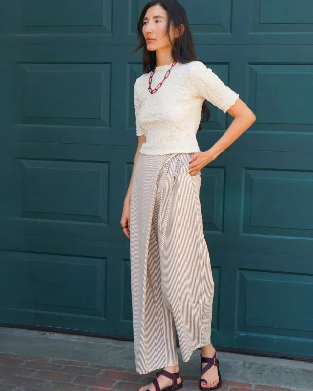 Apron Wrap Striped Pant made by Proche Studio
