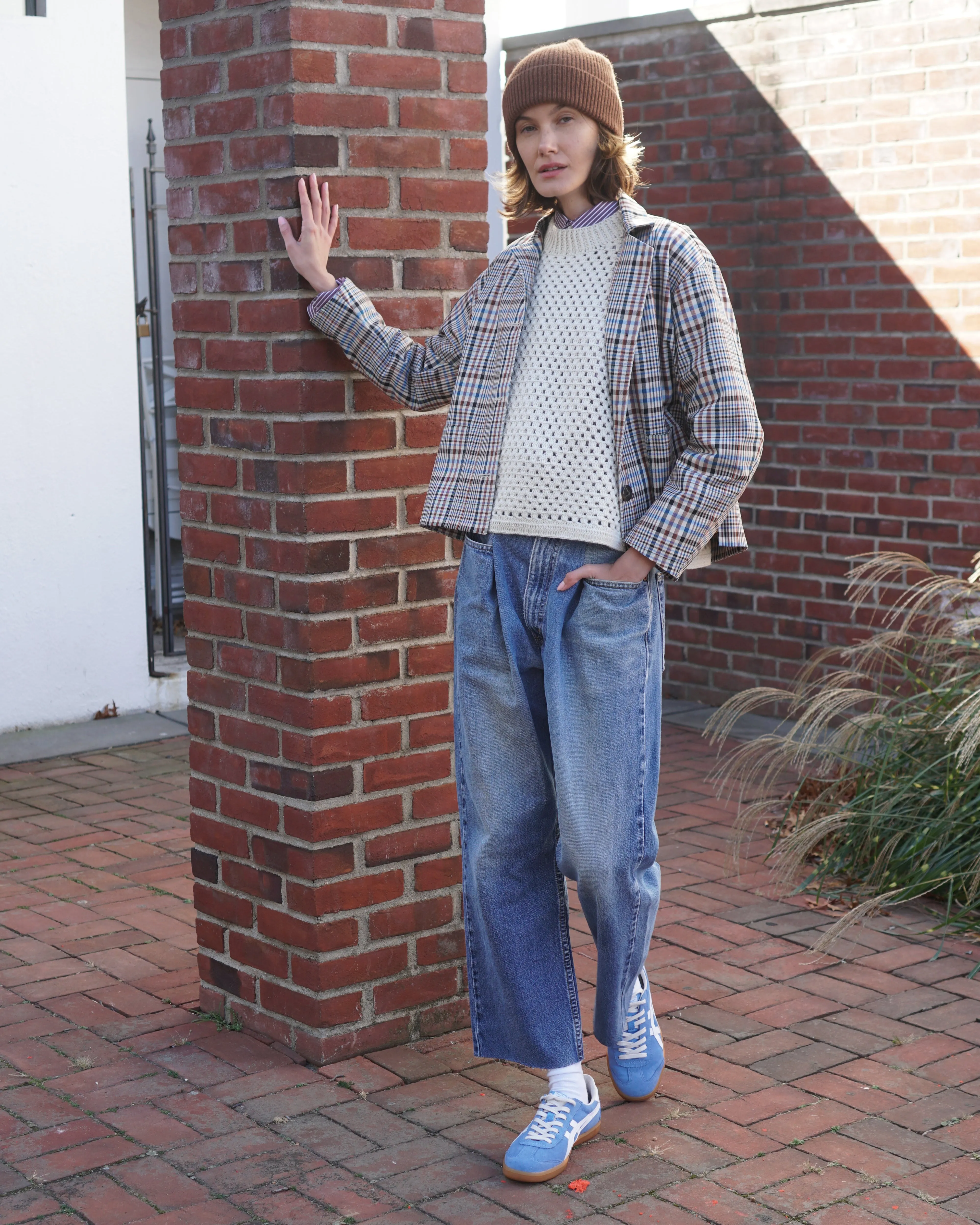 Upcycled front pleat denim sold by Proche Studio product image thumbnail 2