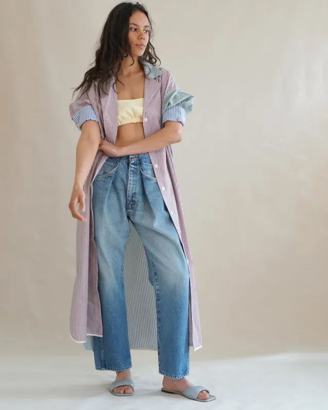 Upcycled front pleat denim made by Proche Studio