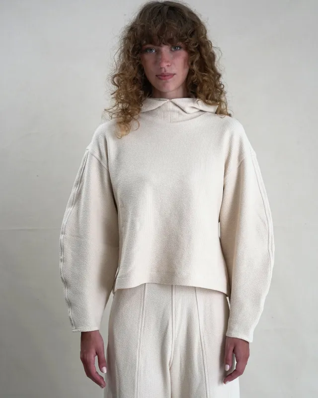 Seersucker jersey hoodie made by Proche Studio