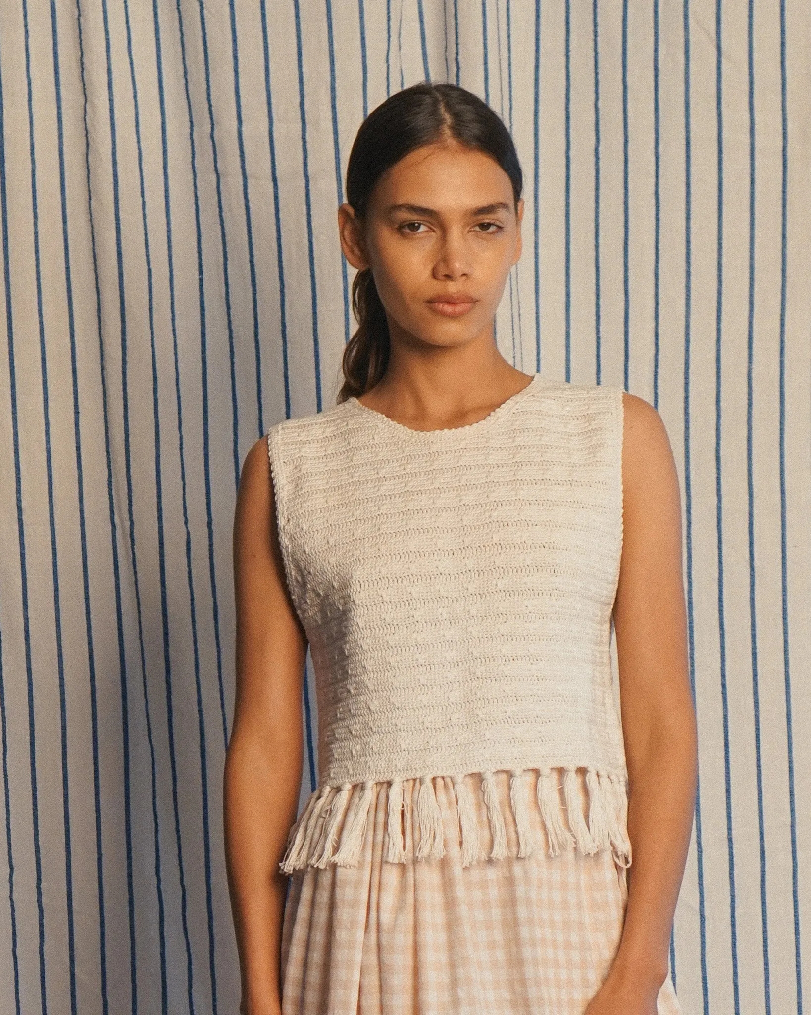 Fringe hem crochet vest sold by Proche Studio product image thumbnail 5
