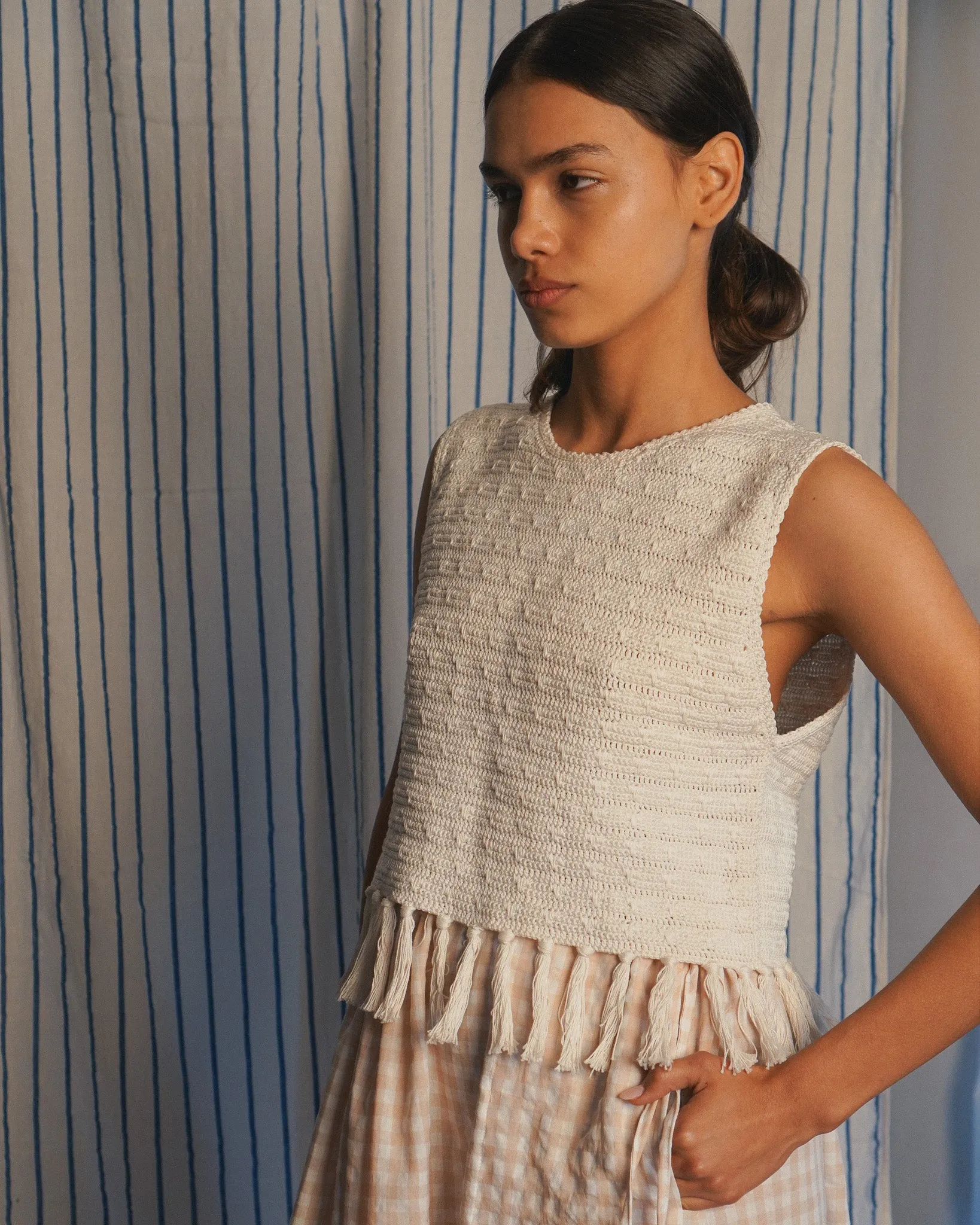 Fringe hem crochet vest sold by Proche Studio product image thumbnail 2