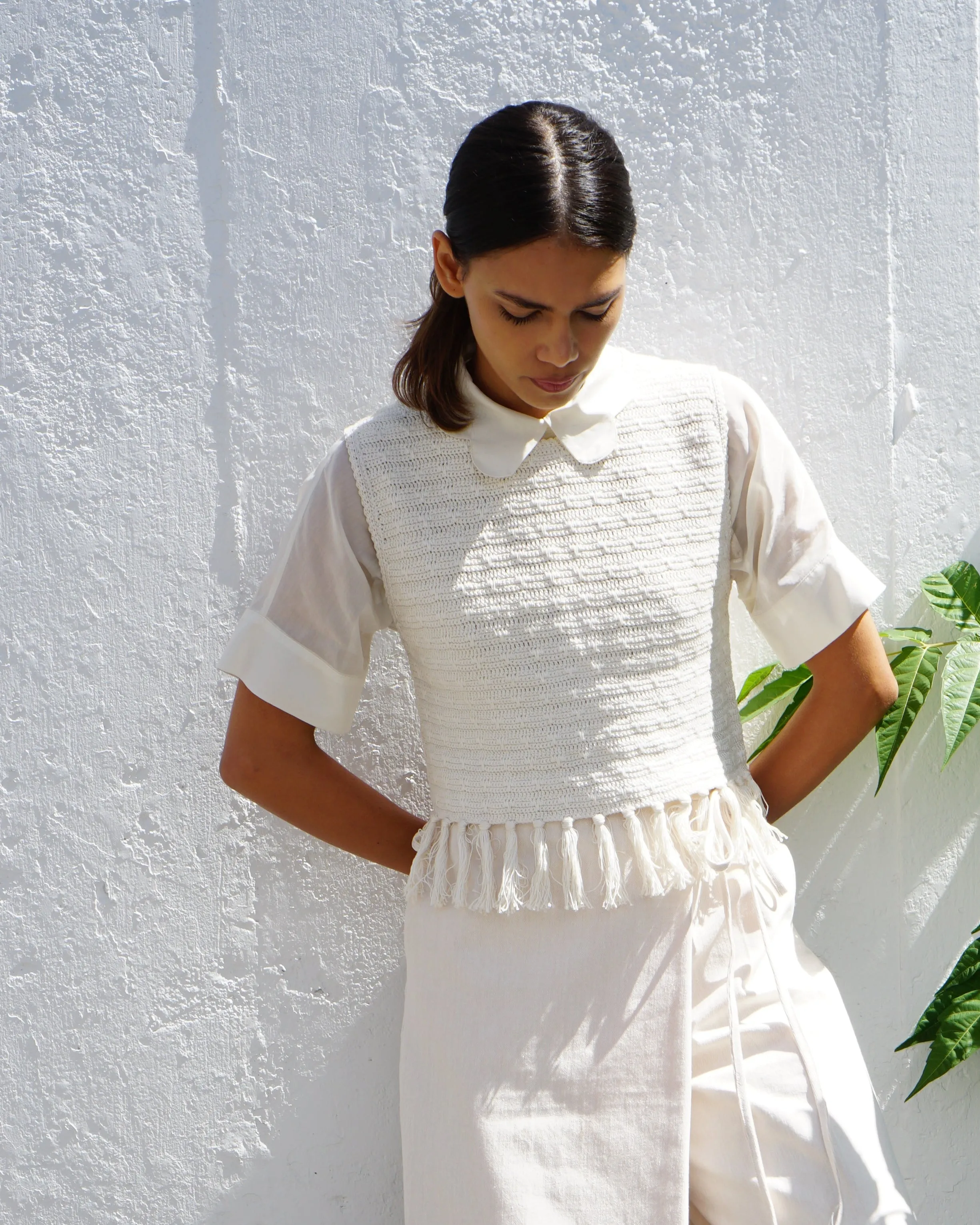 Fringe hem crochet vest sold by Proche Studio product image thumbnail 3
