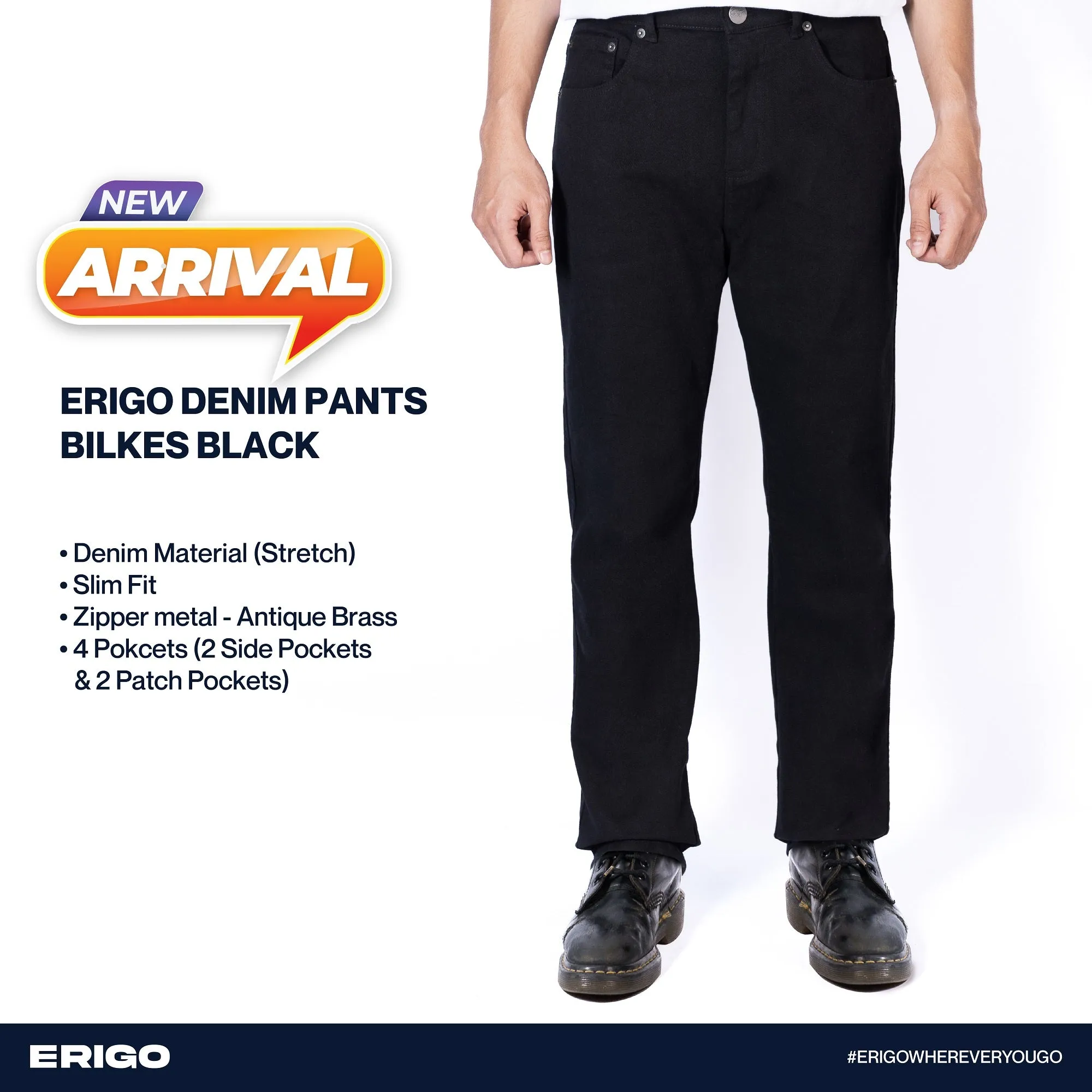 Erigo Denim Pants Bilkes Black sold by Erigo