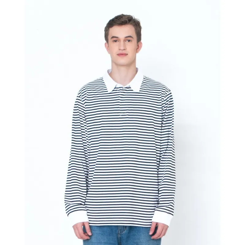 Erigo Longsleeve Rugger Stripe Allens Small Striped Navy Unisex sold by Erigo