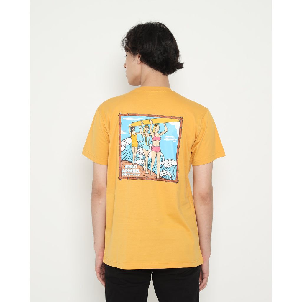 Erigo T-Shirt Party Surfing Mustard sold by Erigo