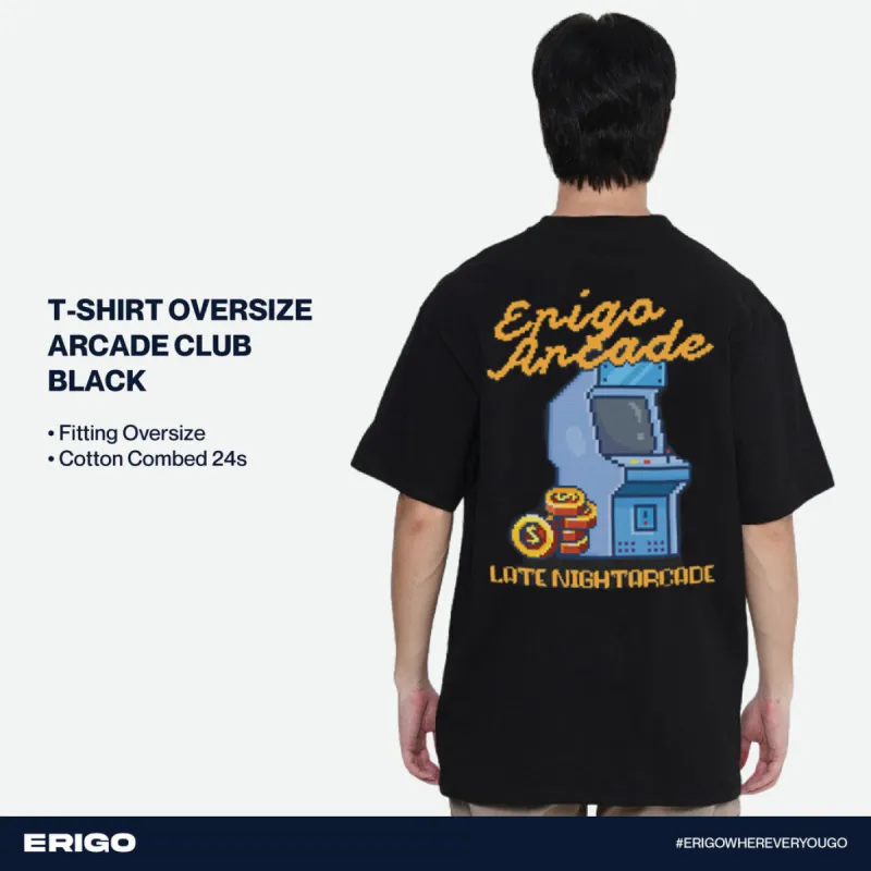 Erigo T-Shirt Oversize Graphic Arcade Club Black sold by Erigo
