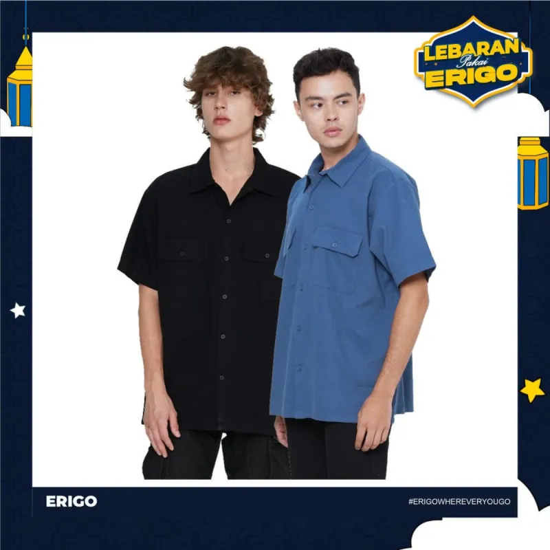 Erigo Work Shirt Buy 1 Get 2 Bundling A |Tesla Black, Ezra Navy sold by Erigo