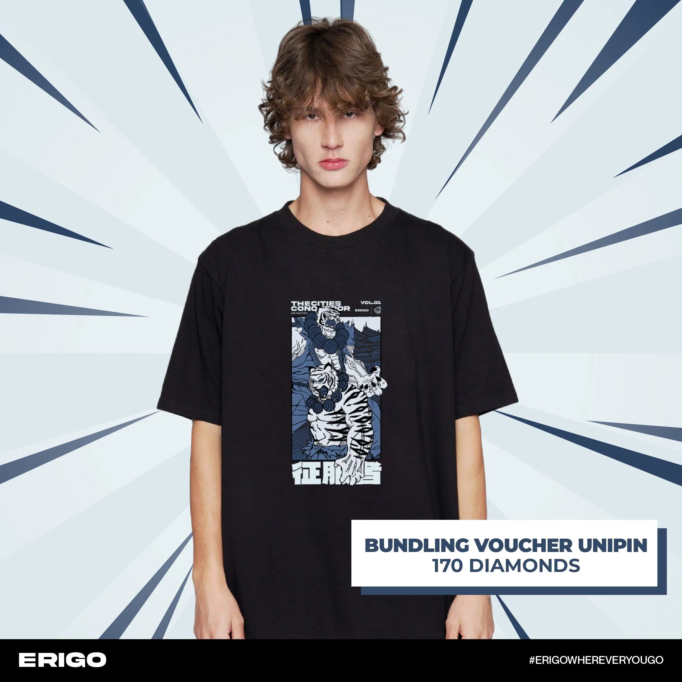 Erigo T-Shirt Oversize | Evos Roar Legend Black Unisex Voucher Diamond sold by Erigo