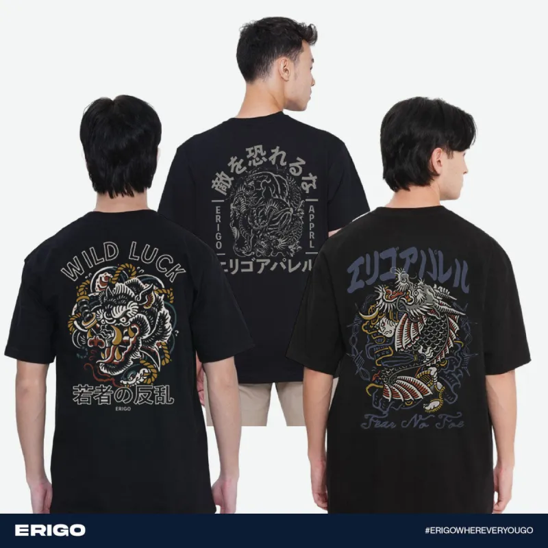 Erigo Buy 1 Get 3 T-Shirt Oversize Graphic Bundling 1 | Arashi Black, Ayato Black, Akaya Black sold by Erigo