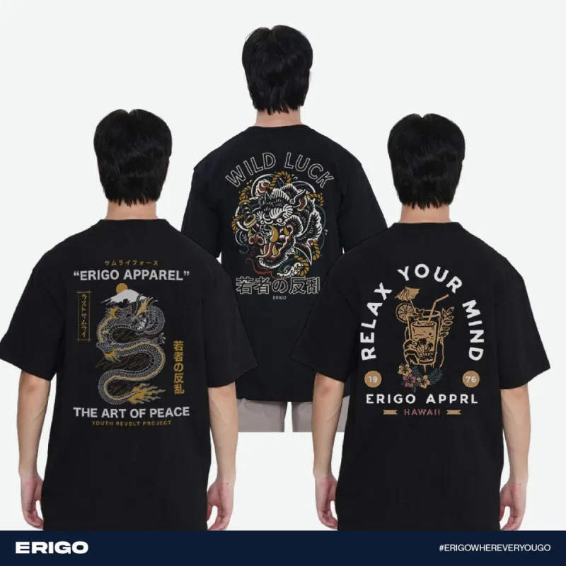 Erigo T-Shirt Oversize Graphic Buy 1 Get 3 Bundling 3 | Emari Black, Eizan Black, Arashi Black sold by Erigo