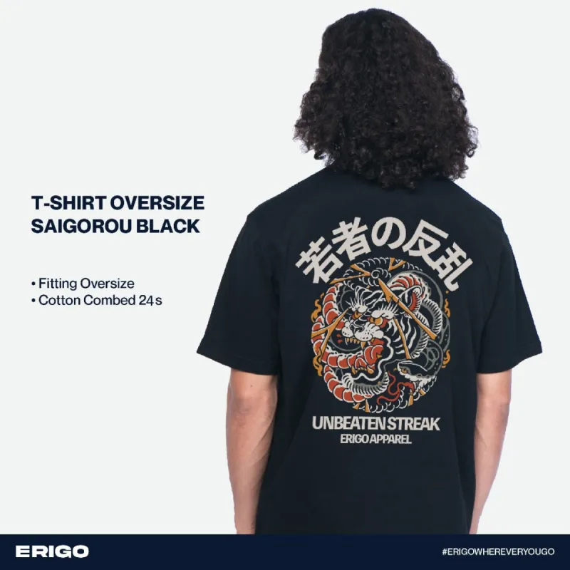 Erigo T-Shirt Oversize Graphic Series Saigourou Black sold by Erigo