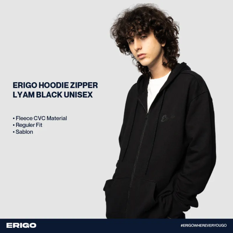 Erigo Hoodie Zipper Lyam Black Unisex sold by Erigo