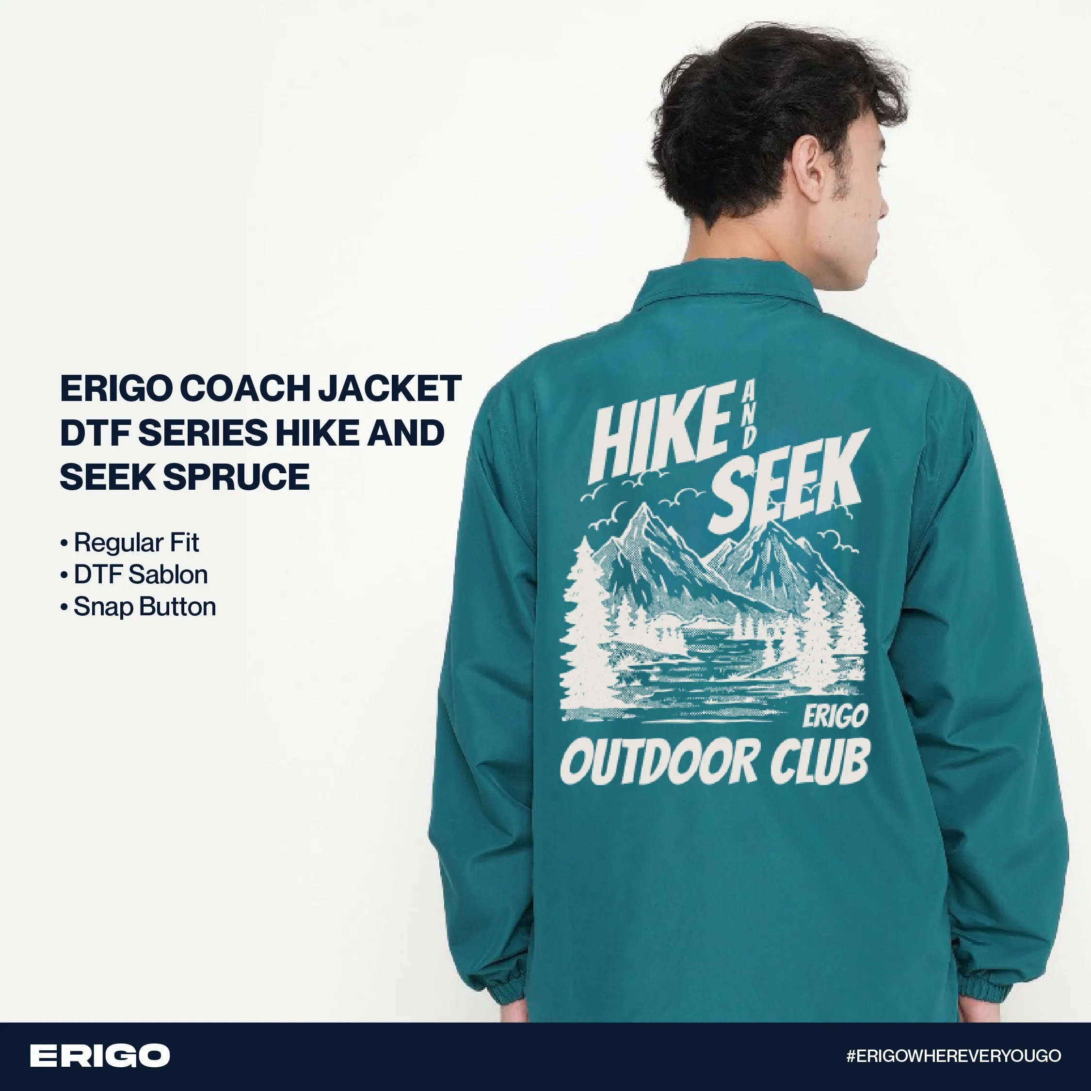 Erigo Coach Jacket Graphic Series Hike And Seek Spruce sold by Erigo