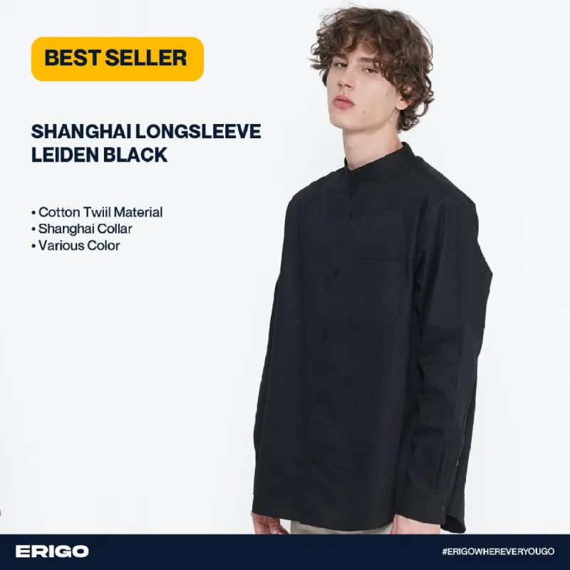 Erigo Kemeja Shanghai Longsleeve Leiden Black Unisex made by Erigo