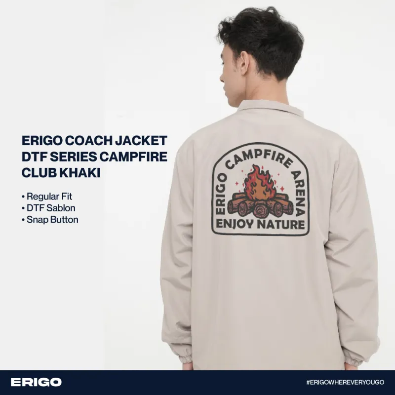 Erigo Coach Jacket Graphic Series Campfire Club Khaki sold by Erigo