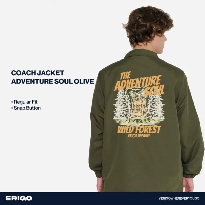 Erigo Coach Jacket Graphic Adventure Soul Olive sold by Erigo