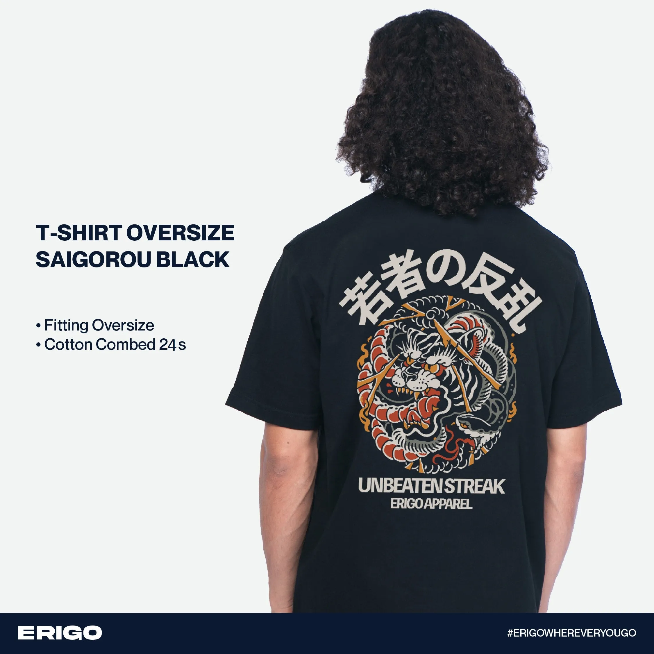 Erigo T-Shirt Oversize DTF Series Saigourou Black sold by Erigo