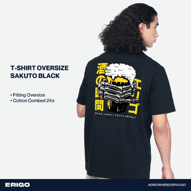 Erigo T-Shirt Oversize Graphic Sakuto Black sold by Erigo