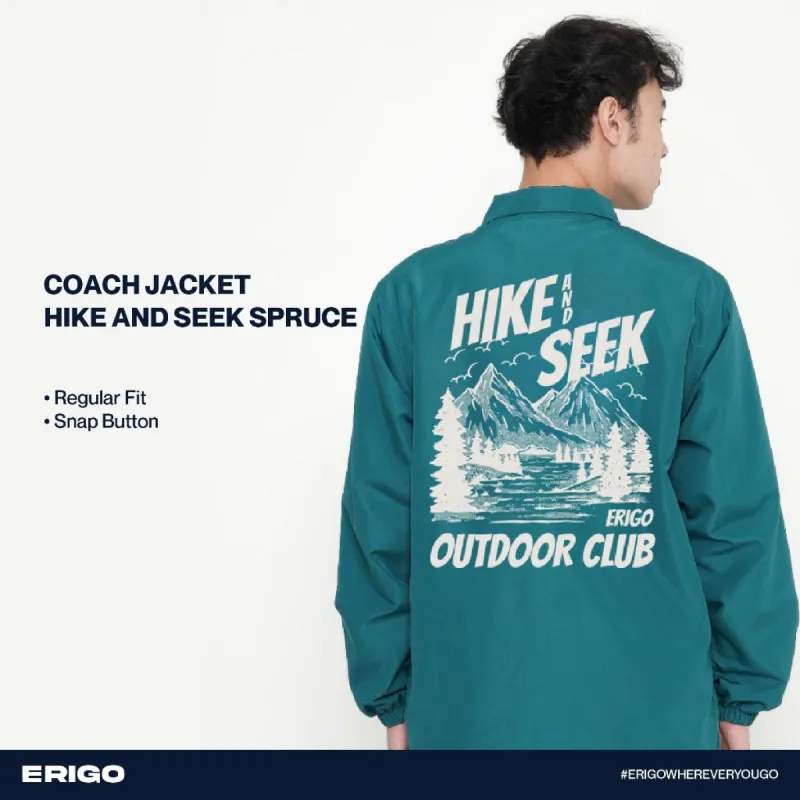 Erigo Coach Jacket Graphic Hike And Seek Spruce sold by Erigo