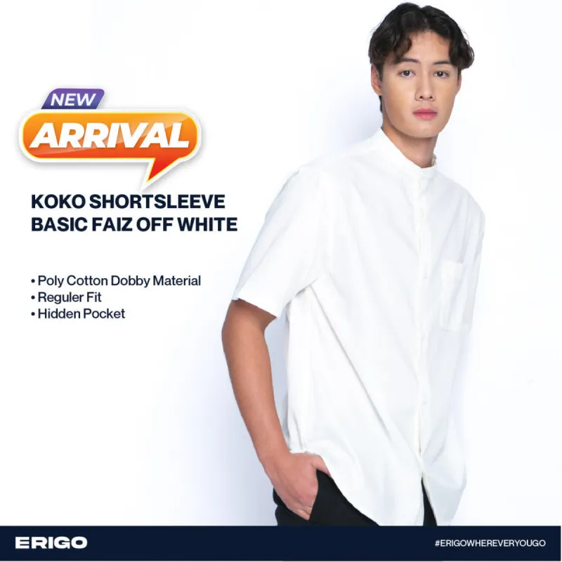 Erigo Shanghai Short Sleeve Basic Faiz Off White - Kemeja Koko Lengan Pendek Unisex sold by Erigo