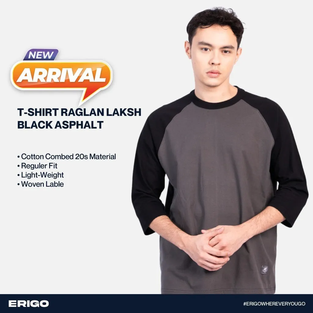 Erigo T-Shirt Raglan Laksh Black Asphalt Unisex sold by Erigo