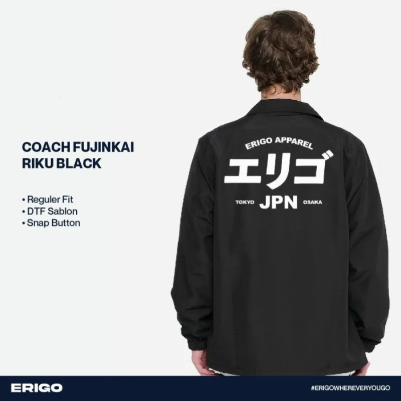 Erigo Fujinkai Coach Jacket DTF Riku Black sold by Erigo