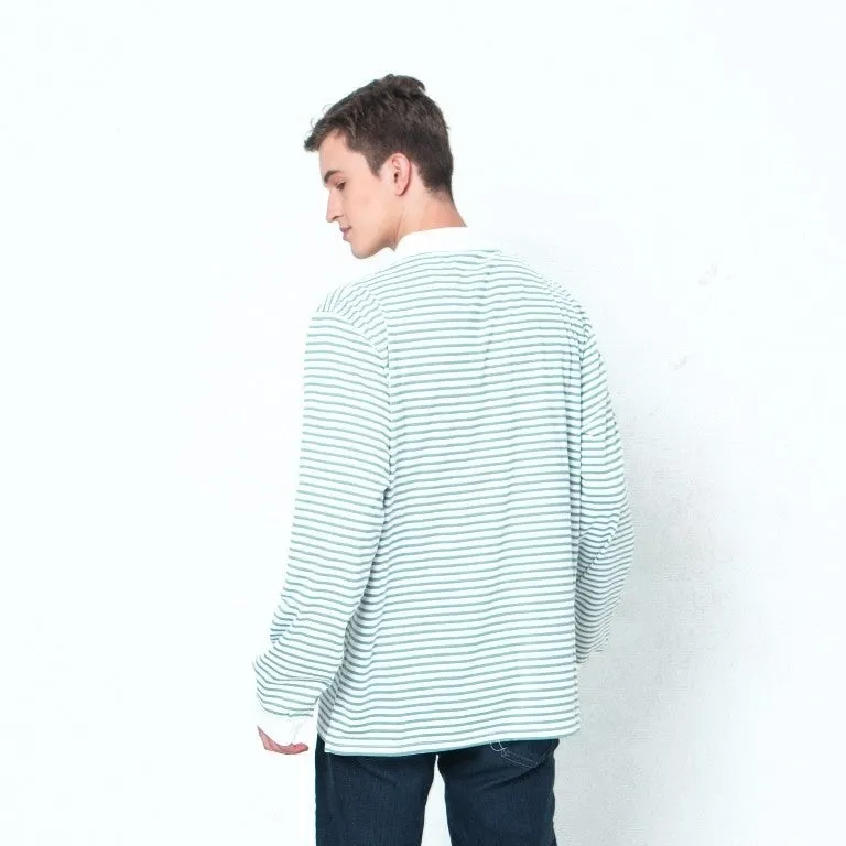 Erigo Longsleeve Rugger Stripe Carilon Small Striped Sage Unisex sold by Erigo product image thumbnail 2