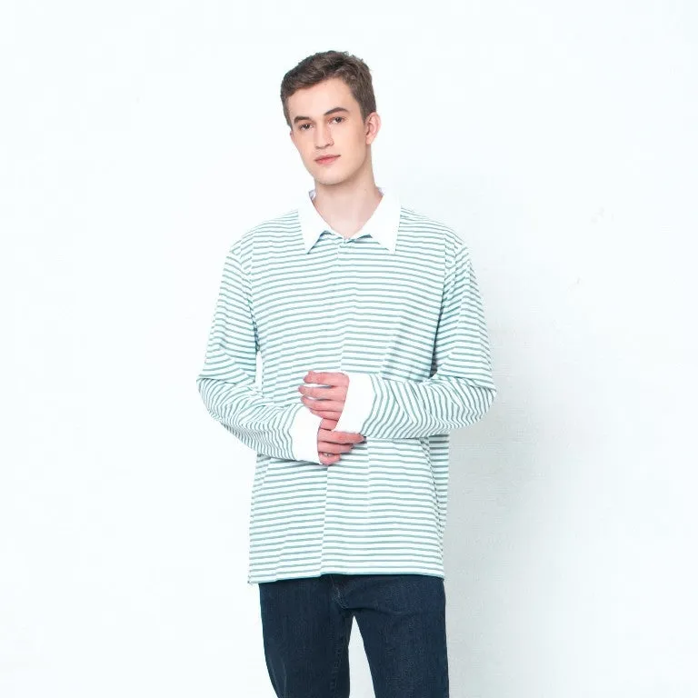 Erigo Longsleeve Rugger Stripe Carilon Small Striped Sage Unisex sold by Erigo