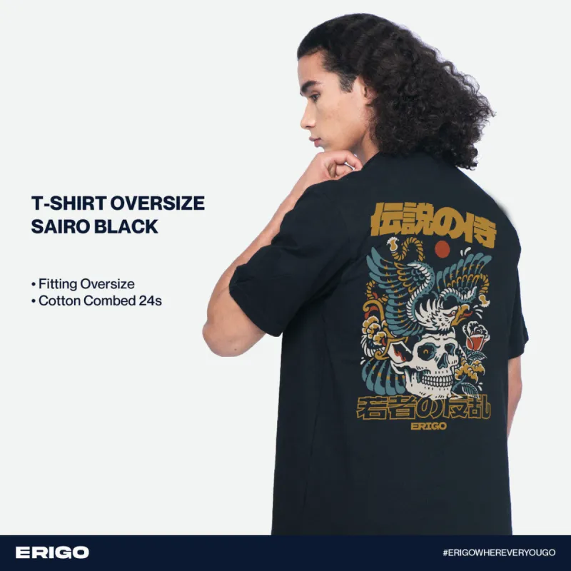 Erigo T-Shirt Oversize Graphic Sairo Black sold by Erigo