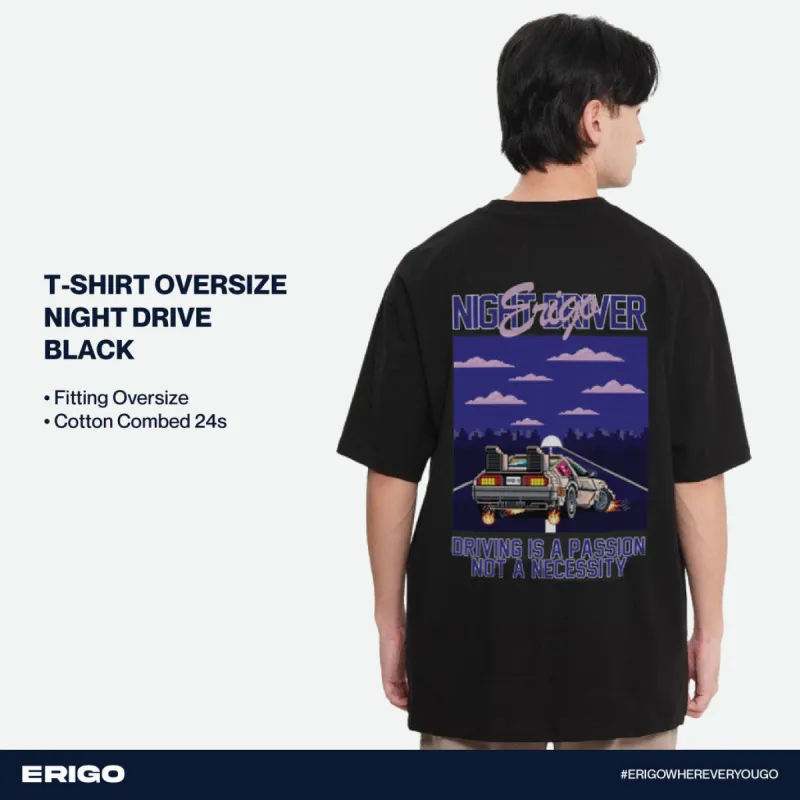 Erigo T-Shirt Oversize Graphic Night Drive Black sold by Erigo