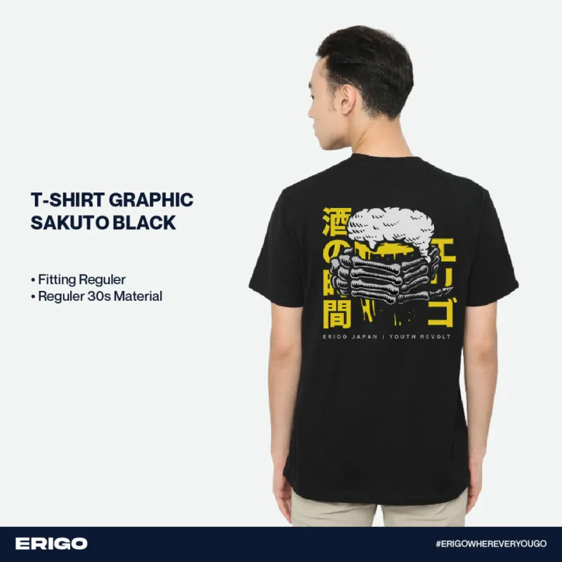 Erigo T-Shirt Graphic Sakuto Black sold by Erigo